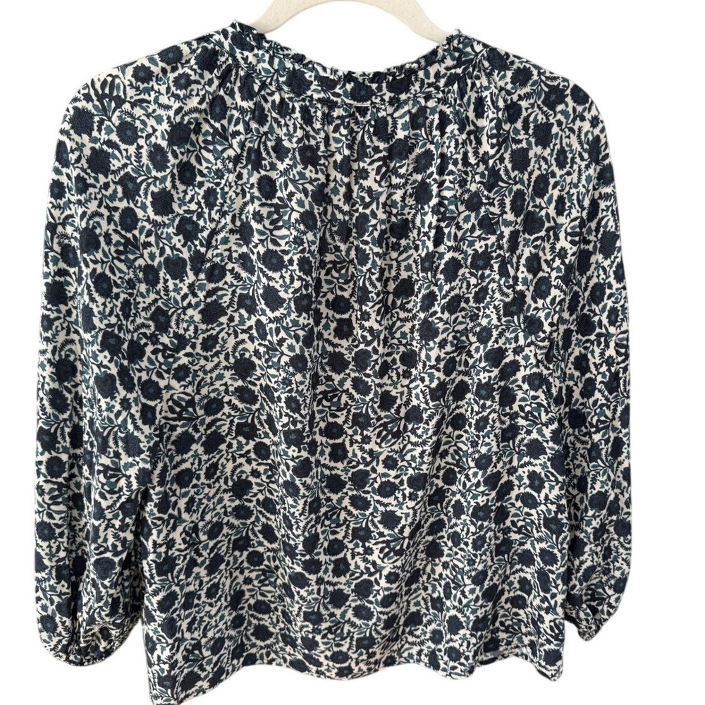 Faherty Portia Blouse Blue Floral Peasant Top Size S - Picture 3 of 7